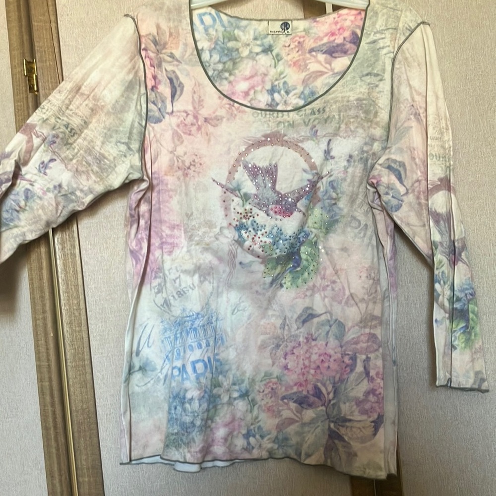 FINAL MARKDOWN One world Women's Floral Long Sleeve Top xl